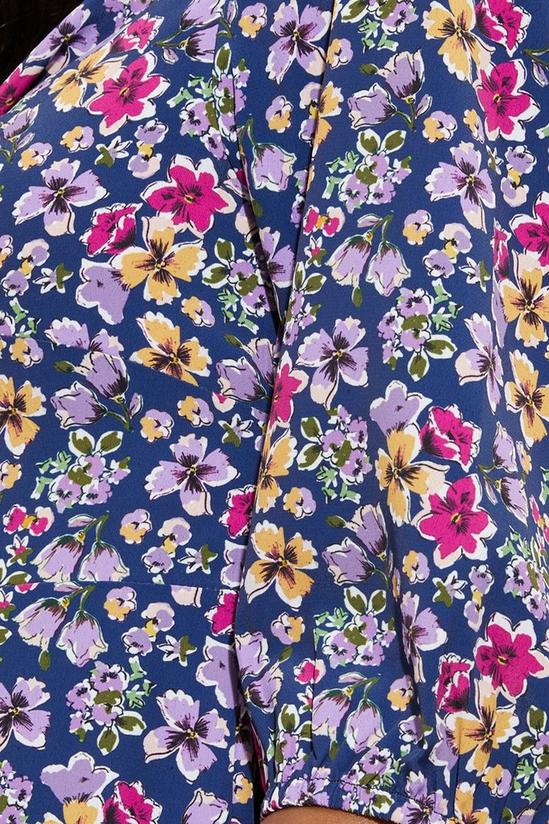 Dorothy Perkins Petite Purple Floral Tie Front Midi Dress 5