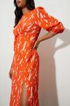 Dorothy Perkins Orange Printed Empire Midi Dress thumbnail 4