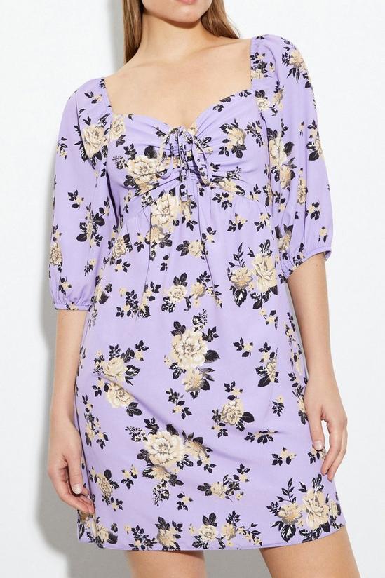 Dorothy Perkins Petite Floral Ruched Tie Mini Dress 5
