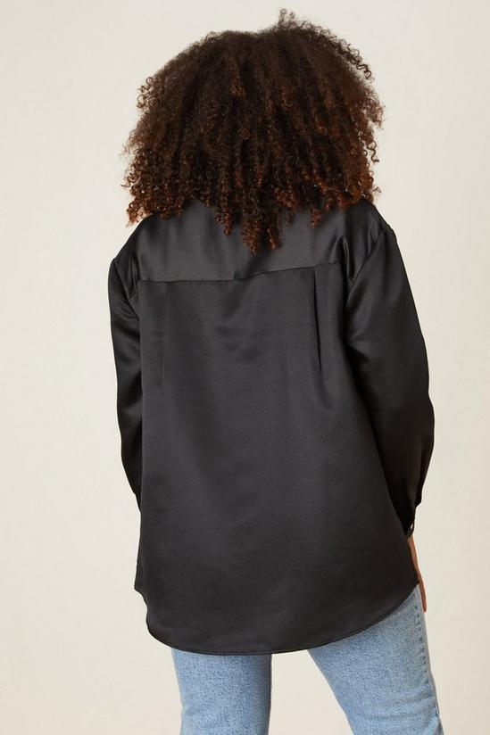 Dorothy Perkins Curve Black Satin Oversized Shirt 3
