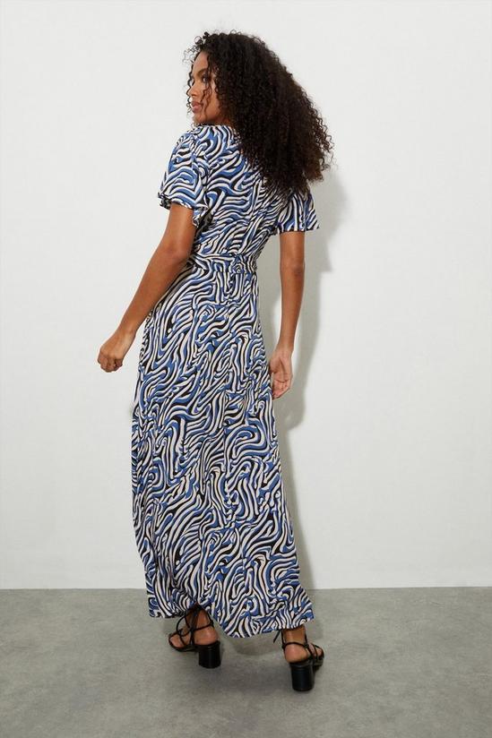 Dorothy Perkins Blue Printed Wrap Midi Dress 3