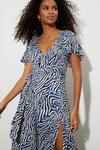 Dorothy Perkins Blue Printed Wrap Midi Dress thumbnail 4