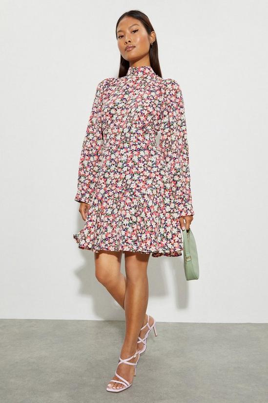 Dorothy Perkins Petite Multi Floral Long Sleeve Mini Dress 2