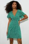 Dorothy Perkins Petite Green Spot Mini Dress thumbnail 1
