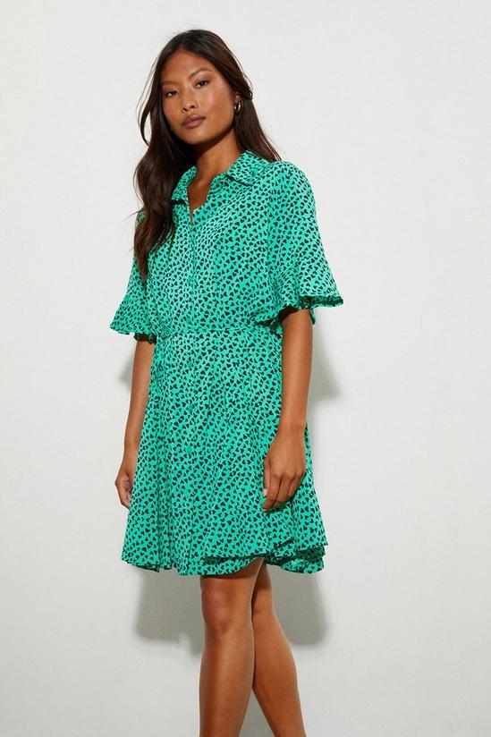 Dorothy Perkins Petite Green Animal Shirt Dress 1