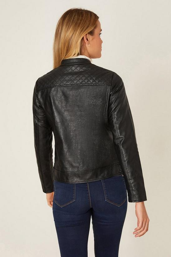 Dorothy Perkins Faux Leather Collarless Biker Jacket 3