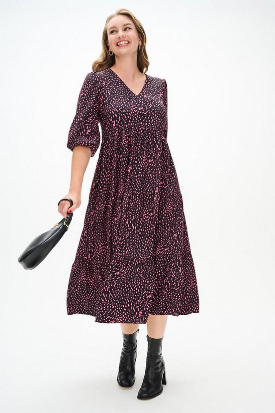Dorothy Perkins Pink Printed Tiered Midi Dress 1