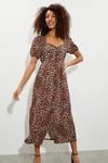 Dorothy Perkins Kitty Leopard Short Sleeve Button Midi Dress thumbnail 2