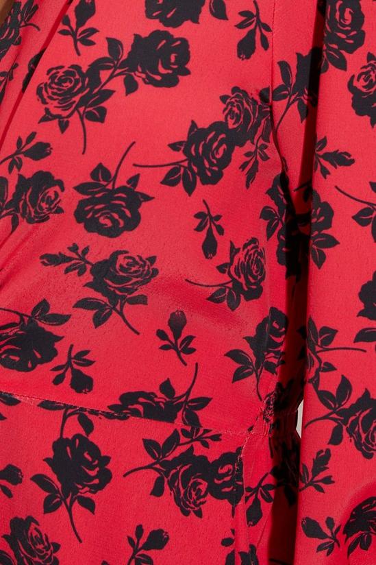 Dorothy Perkins Petite Red Floral Printed Midi Dress 5