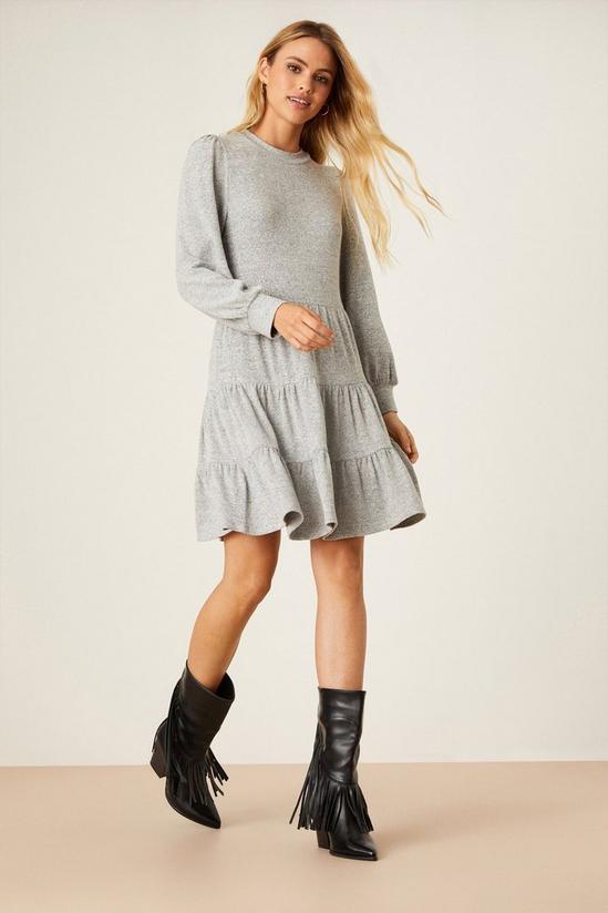 Dorothy Perkins Grey Marl Soft Touch Tiered Mini Dress 2