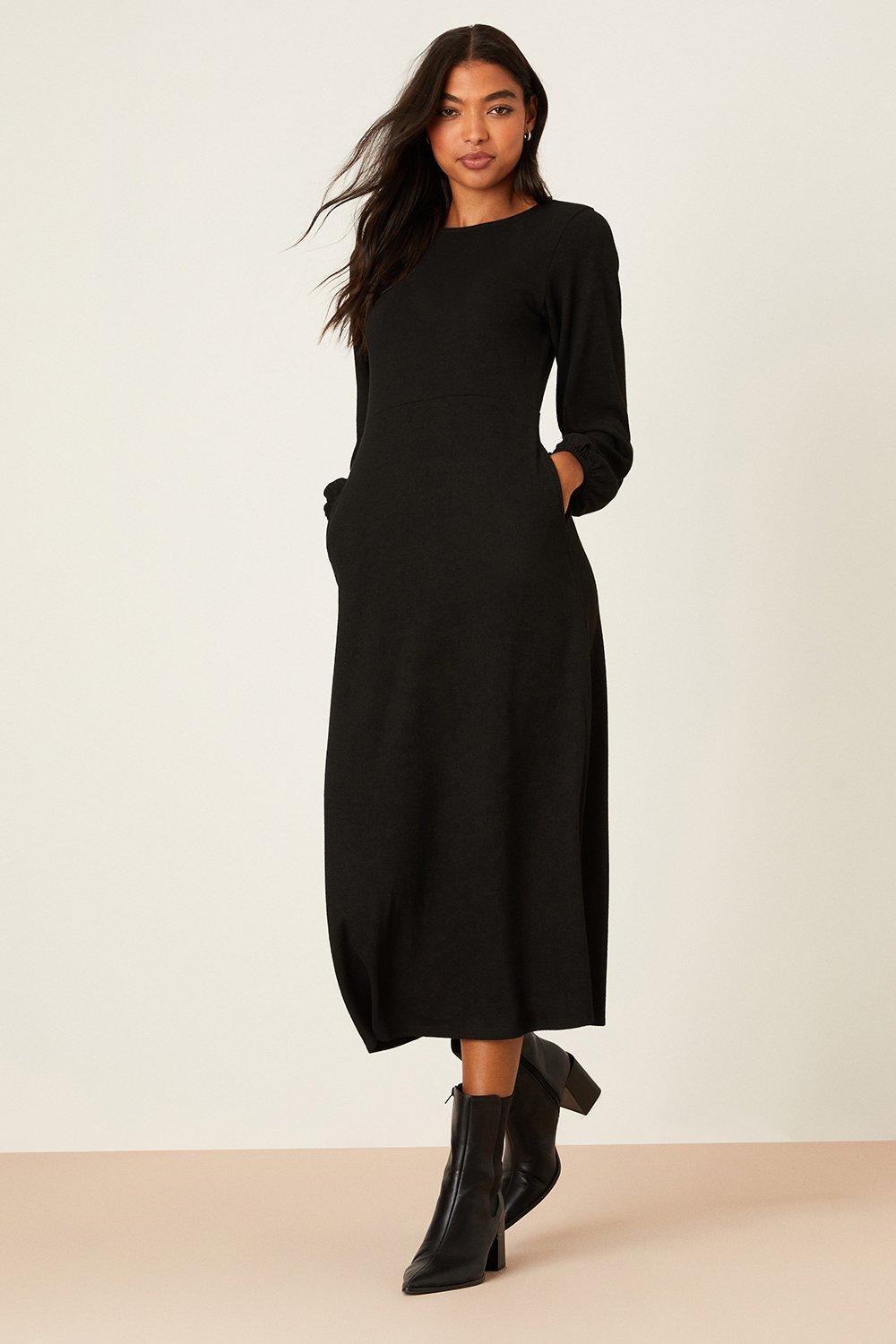 Plain black store midi dress