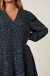 Dorothy Perkins Curve Spot V Neck Long Sleeve Mini Dress thumbnail 4