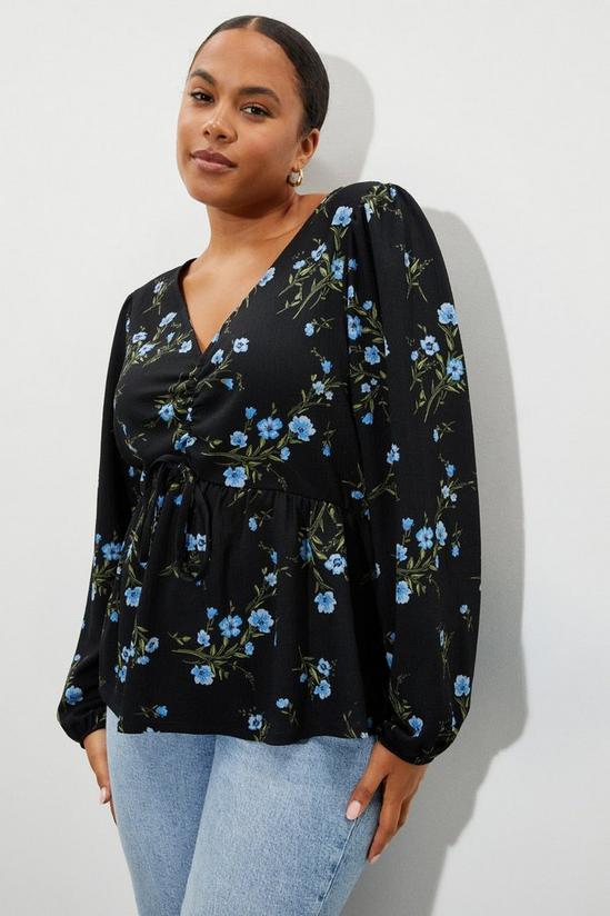 Dorothy Perkins Curve Floral Ruched Long Sleeve Top 1