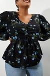 Dorothy Perkins Curve Floral Ruched Long Sleeve Top thumbnail 4