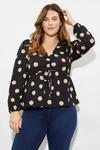 Dorothy Perkins Curve Spot Ruched Front Long Sleeve Top thumbnail 1