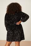 Dorothy Perkins Curve Black Velvet Sequin Wrap Mini Dress thumbnail 3