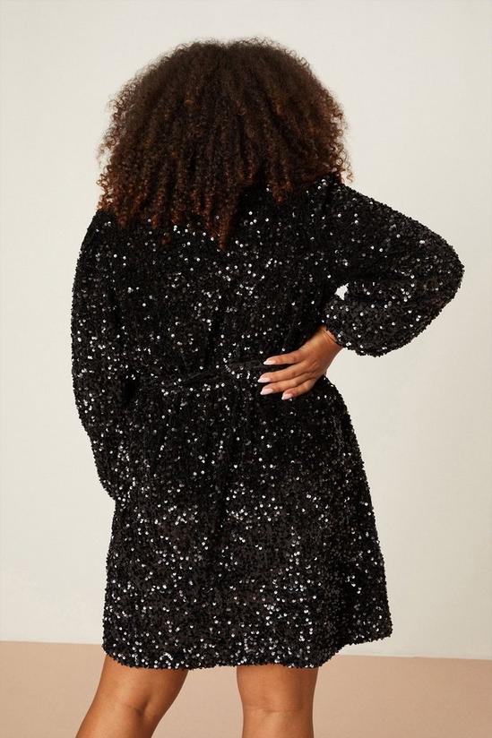 Dorothy Perkins Curve Black Velvet Sequin Wrap Mini Dress 3