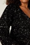Dorothy Perkins Curve Black Velvet Sequin Wrap Mini Dress thumbnail 4