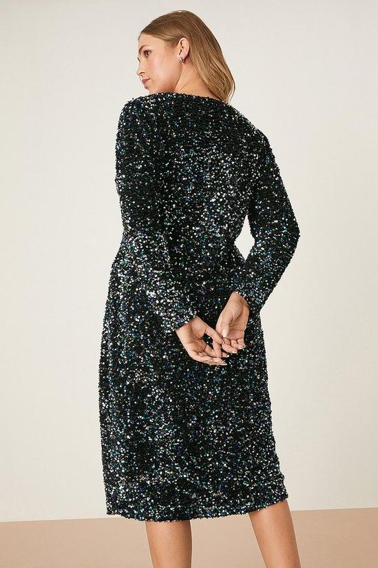 Dorothy Perkins Curve Multi Velvet Sequin Wrap Midi Dress 3