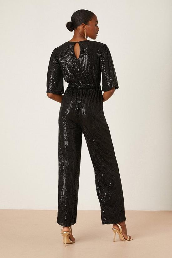Dorothy Perkins Tall Sequin Angel Sleeve Belted Jumpsuit 3