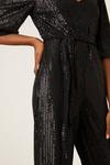 Dorothy Perkins Tall Sequin Angel Sleeve Belted Jumpsuit thumbnail 4