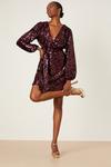 Dorothy Perkins Tall Burgundy Sequin Wrap Mini Dress thumbnail 2