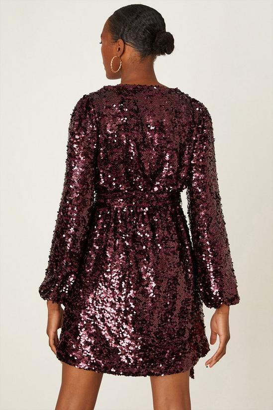 Dorothy Perkins Tall Burgundy Sequin Wrap Mini Dress 3