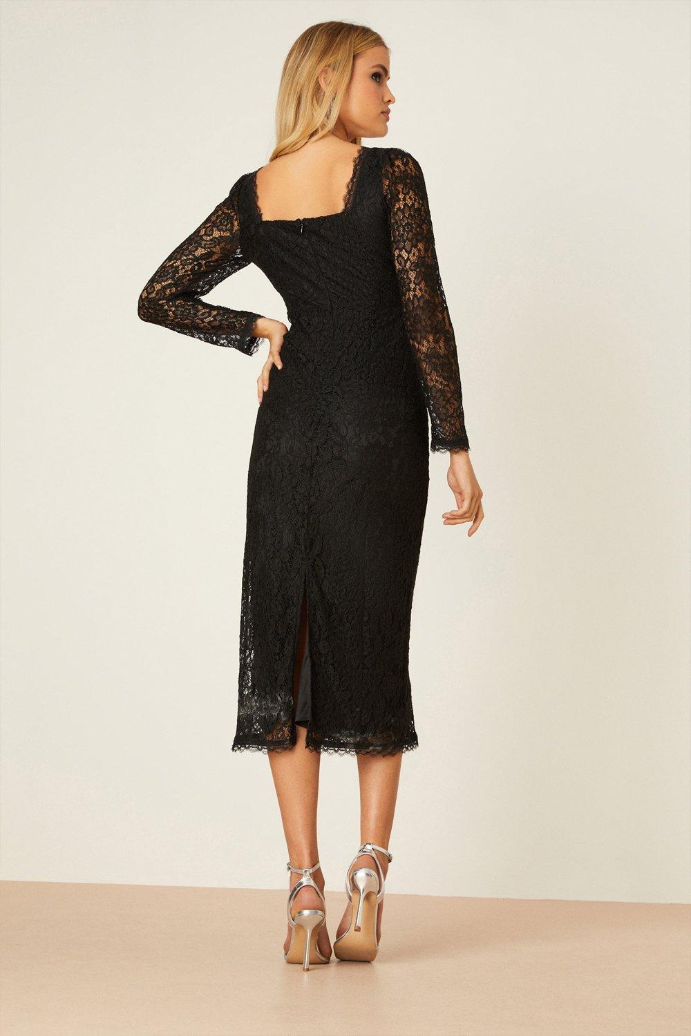 Black lace shop petite dress