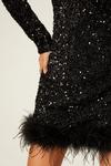 Dorothy Perkins Black Sequin Feather Trim Mini Dress thumbnail 4