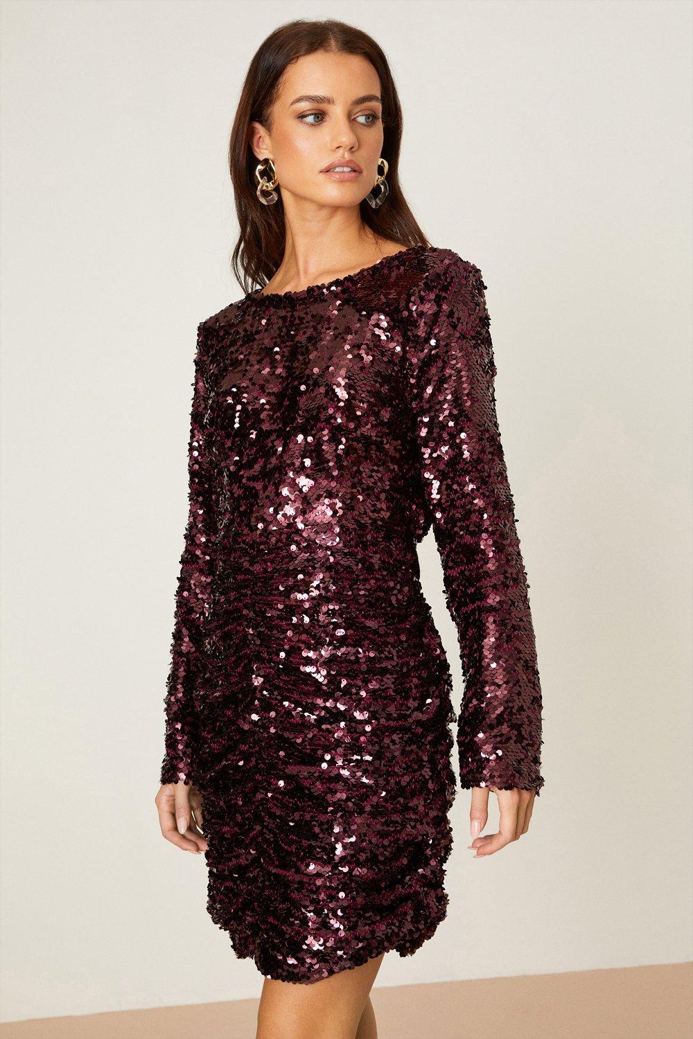 Berry sequin bodycon clearance dress