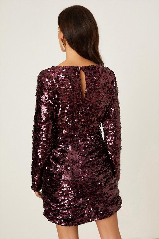 Dorothy Perkins Petite Berry Ruched Sequin Mini Dress 3