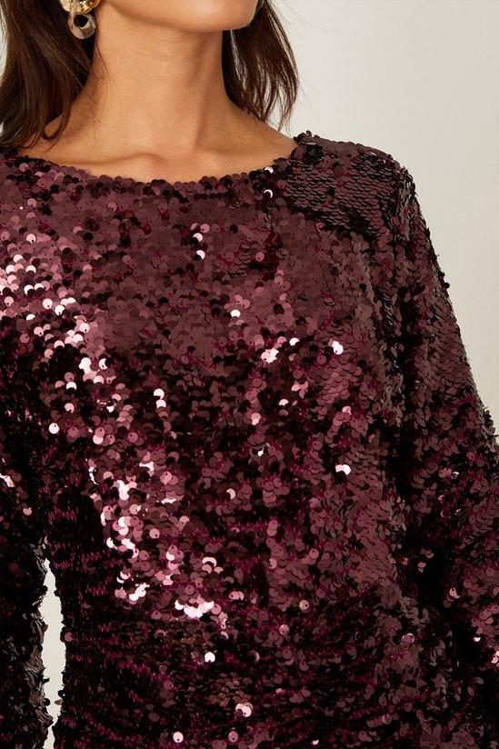 Dorothy Perkins Petite Berry Ruched Sequin Mini Dress 4
