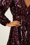 Dorothy Perkins Burgundy Sequin Wrap Mini Dress thumbnail 3