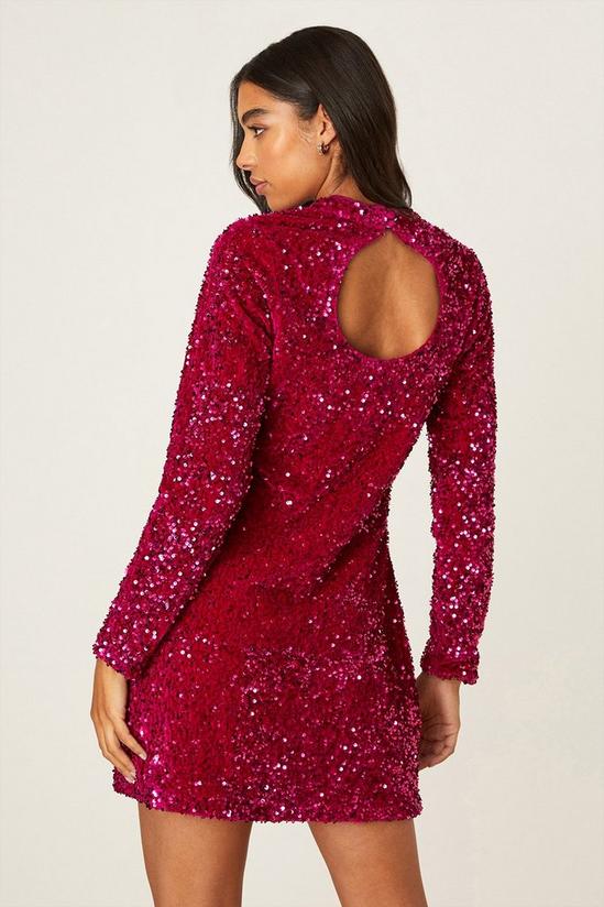 Dorothy Perkins Pink Velvet Sequin A Line Mini Dress 2