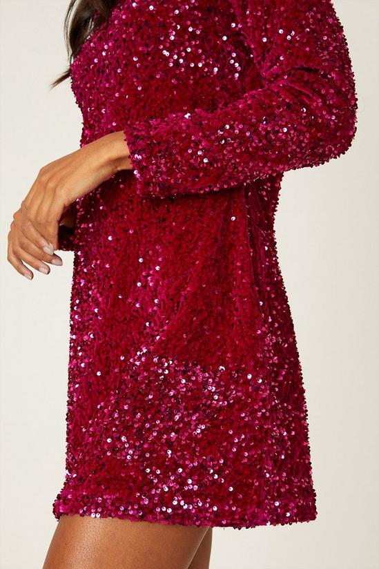 Dorothy Perkins Pink Velvet Sequin A Line Mini Dress 3