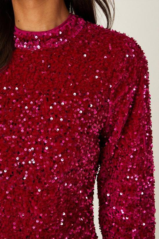 Dorothy Perkins Pink Velvet Sequin A Line Mini Dress 4