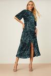 Dorothy Perkins Green Wrap Velvet Sequin Midi Dress thumbnail 1