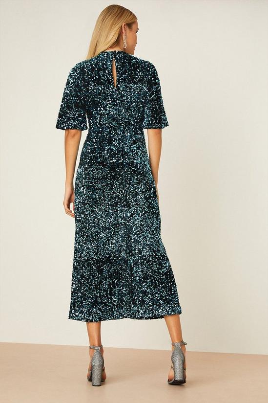Dorothy Perkins Green Wrap Velvet Sequin Midi Dress 3