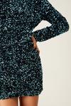 Dorothy Perkins Teal Ruched Velvet Sequin Mini Dress thumbnail 4