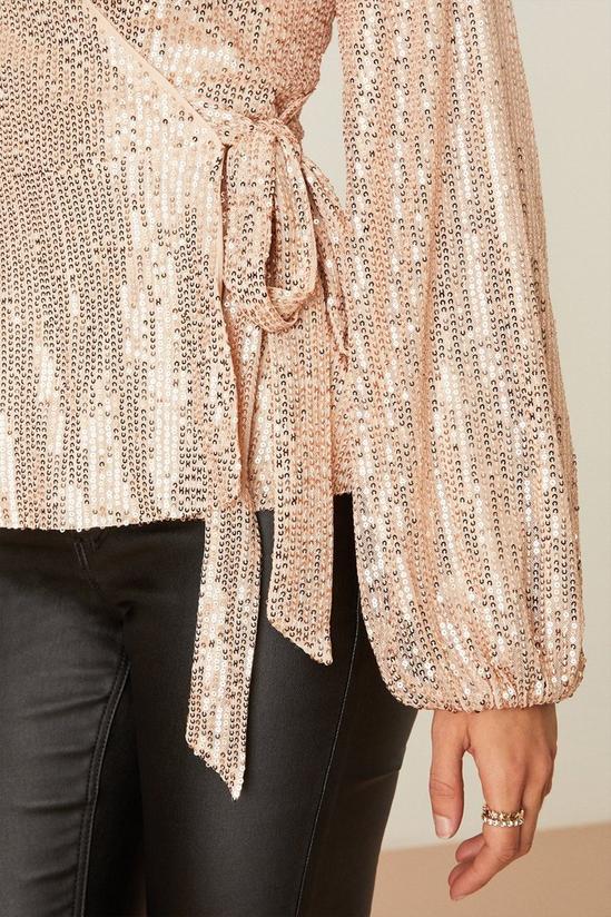Dorothy Perkins Champagne Sequin Wrap Top 4