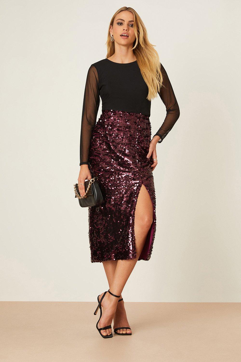 Dorothy perkins velvet sequin pencil outlet skirt