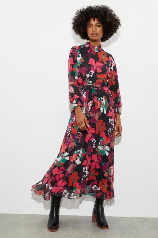 Dorothy Perkins Large Floral Print Pleated Skirt Midi Dress 1