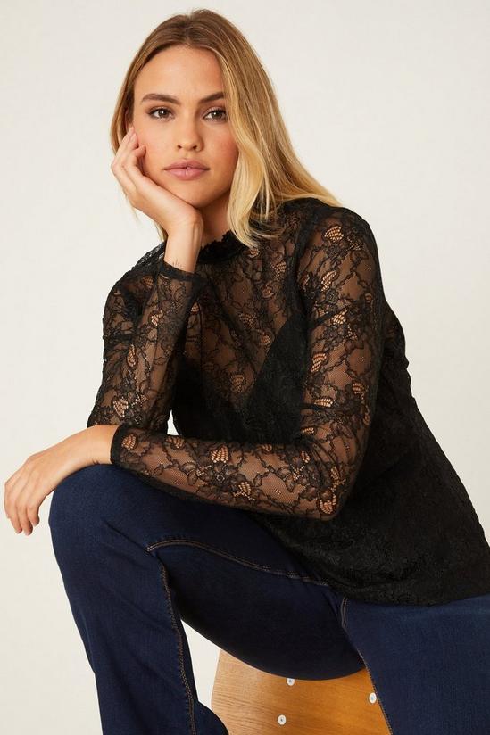 Dorothy Perkins Black Lace High Neck Blouse 1
