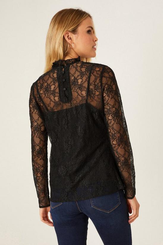 Dorothy Perkins Black Lace High Neck Blouse 3