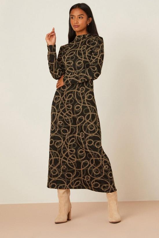 Dorothy Perkins Petite Chain Jacquard Long Sleeve Midi Dress 2