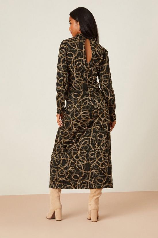 Dorothy Perkins Petite Chain Jacquard Long Sleeve Midi Dress 3