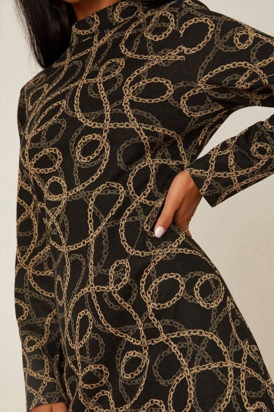 Dorothy Perkins Petite Chain Jacquard Long Sleeve Midi Dress 4