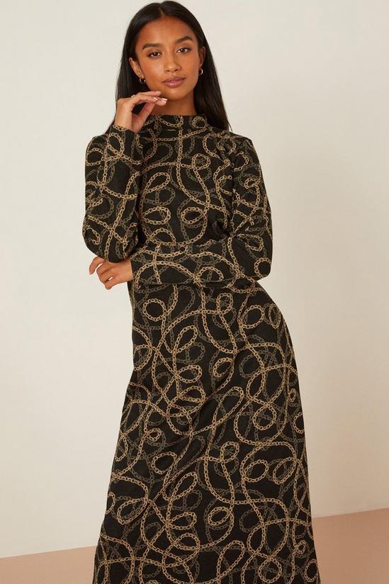 Dorothy Perkins Petite Chain Jacquard Long Sleeve Midi Dress 5
