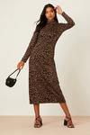 Dorothy Perkins Leopard Jacquard High Neck Midi Dress thumbnail 2