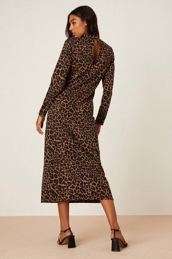 Dorothy Perkins Leopard Jacquard High Neck Midi Dress 3